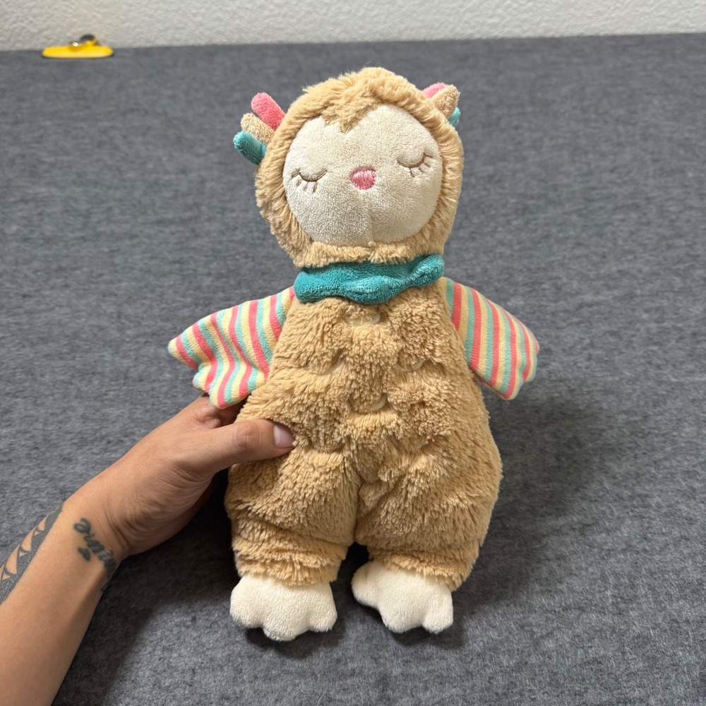 Douglas Baby Llama Plush Stuffed Animal Tan Pink Teal Striped Wings 10 Inch